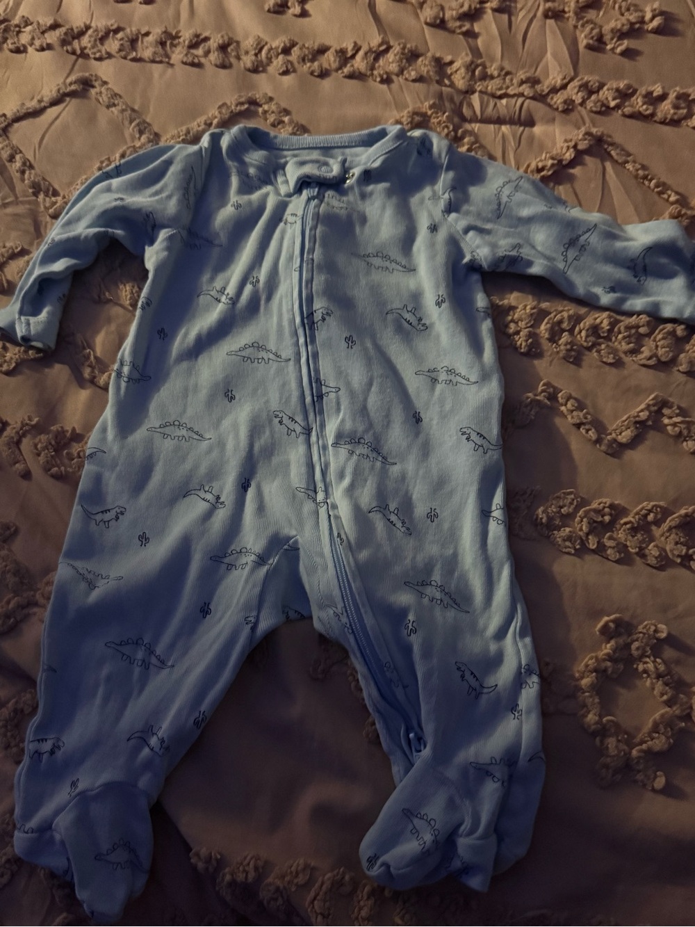 Carter's Light Blue Dino Print Footed One-Piece